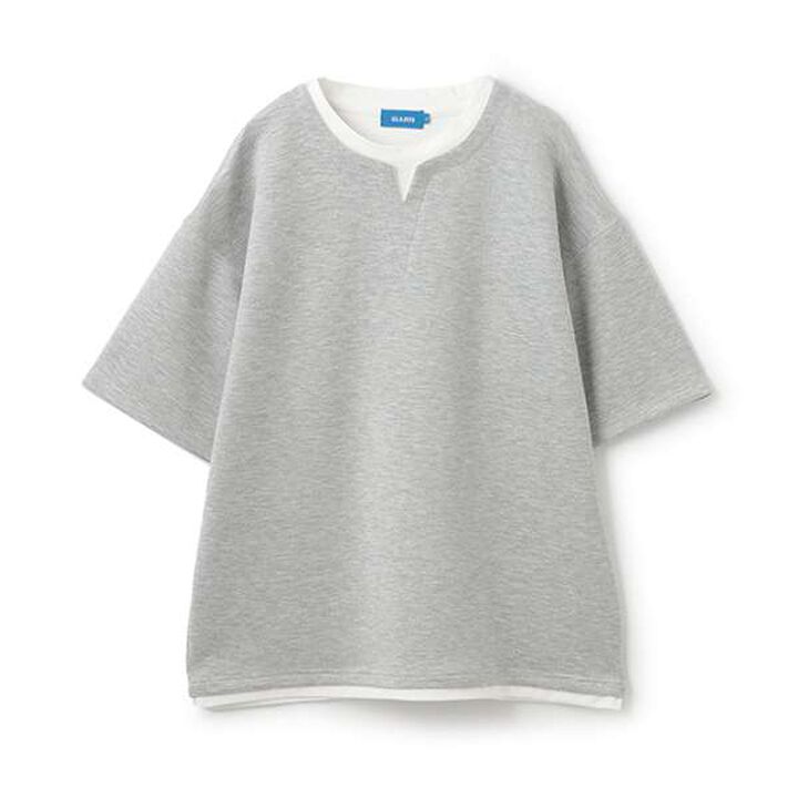 [Cool Touch] Airy Cushion Key Neck Short Sleeve T-Shirt,Gray, medium image number 0