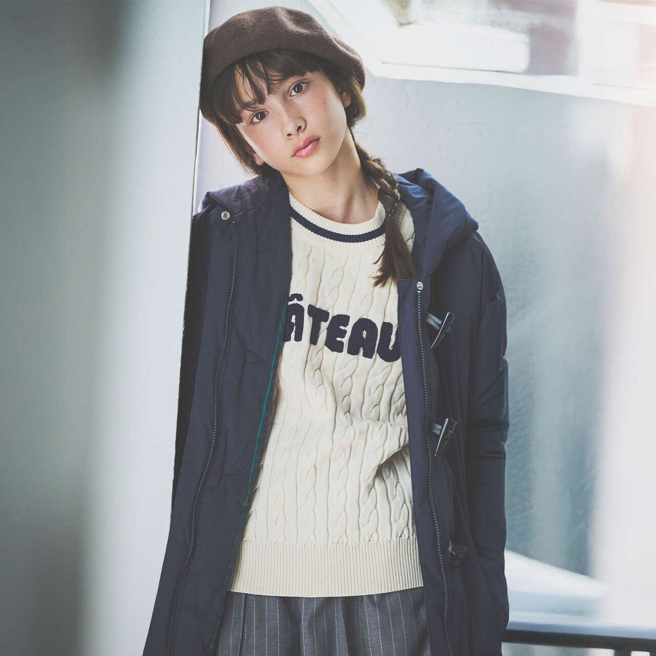 Sagara Logo Cable Knitwear[Available in 130cm],Sax blue, large image number 11