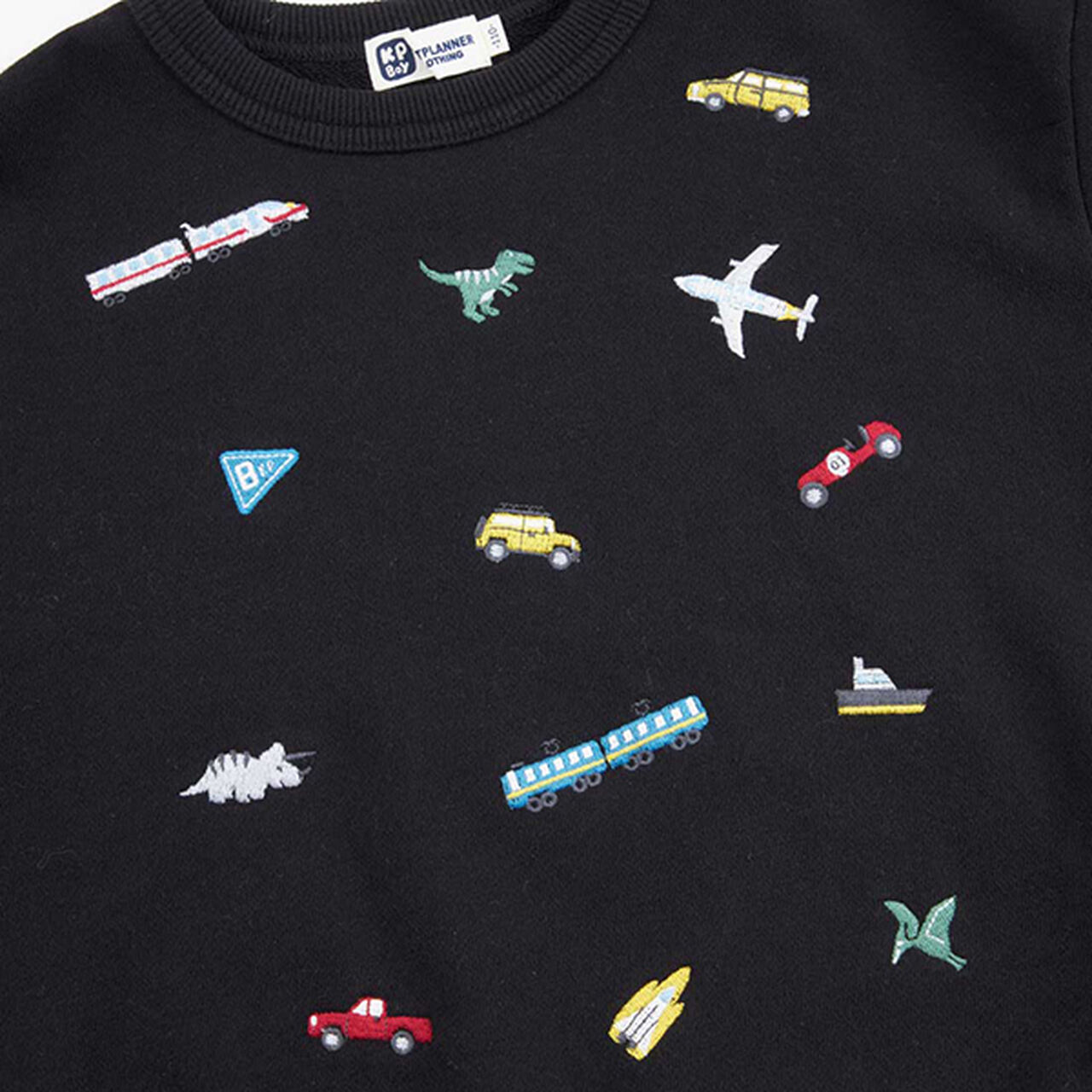 KPBOY Vehicle Dinosaur Embroidered Fleece Sweatshirt (80-150),Yellow, large image number 13