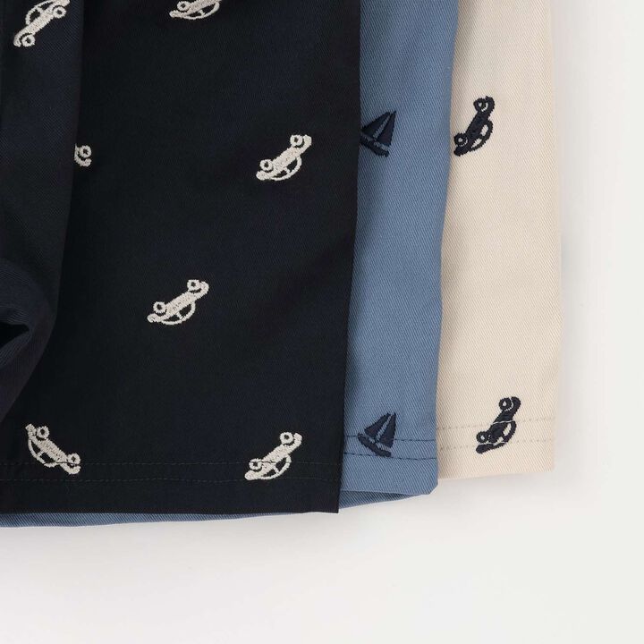 Embroidered Pattern Half Pants,Pearl white, medium image number 8