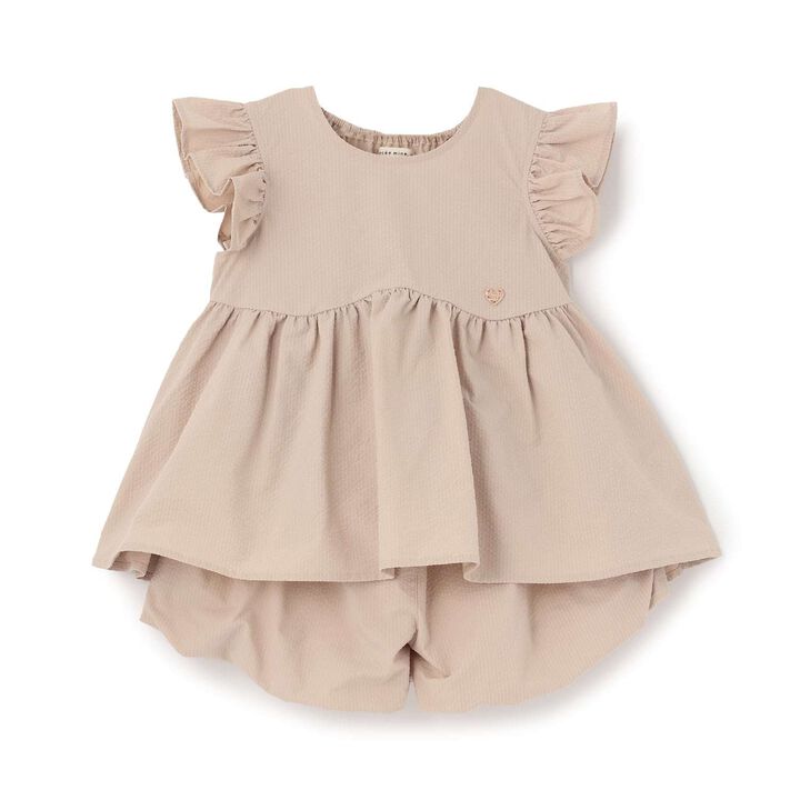 [Outfit Set] Wavy Peplum Blouse & Balloon Pants Set,Navy, medium image number 2