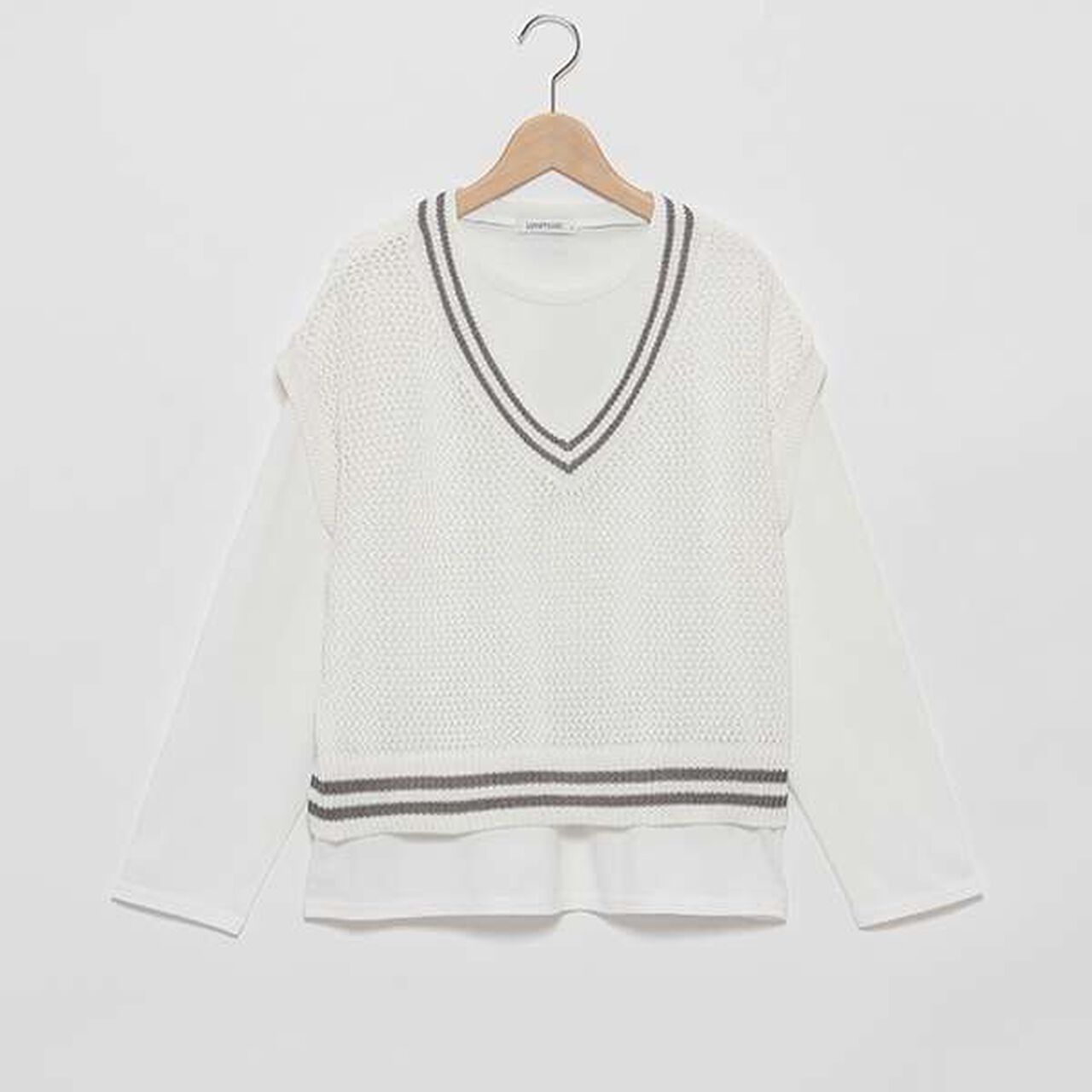 Mesh Knit Vest with Inner Lining,Black, large image number 5