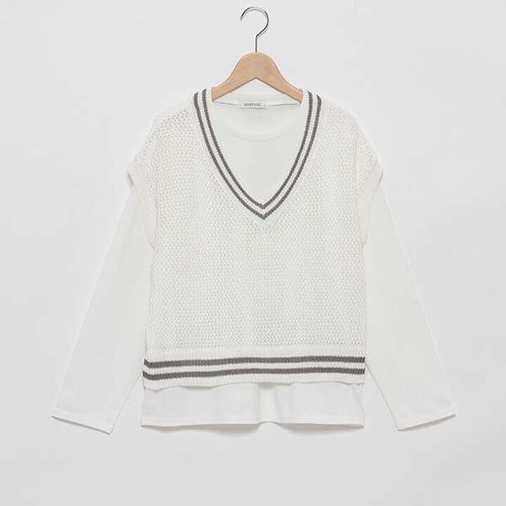 Mesh Knit Vest with Inner Lining,Black, medium image number 5