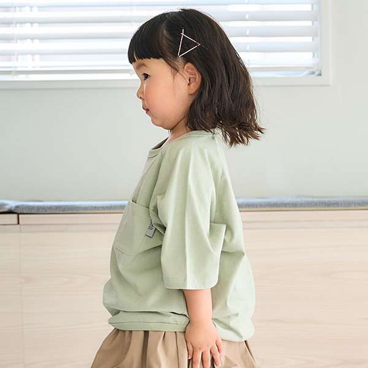 [100% Cotton 365D.] Solid Color Pocket Big Half T-Shirt,Salmon pink, large image number 1