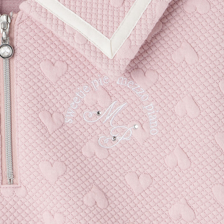 Cut Jacquard Half-Zip Sailor Outfit Set,Pink, medium image number 5