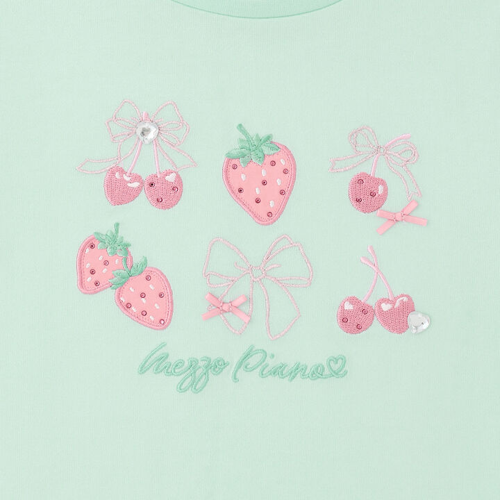 Strawberry Cherry Appliqu&eacute; Long-Sleeve T-Shirt,Light pink, medium image number 3