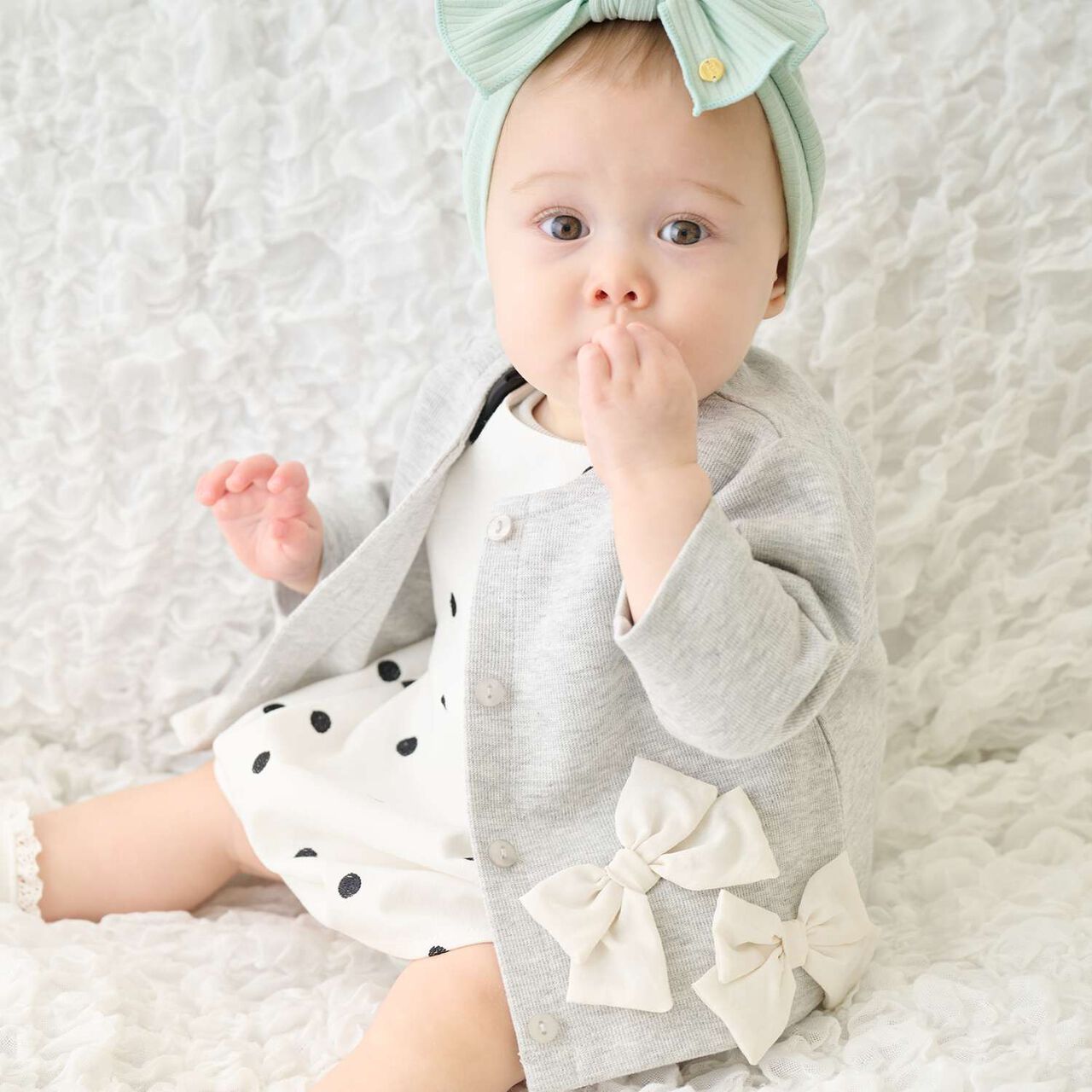 [Parent-Child Matching] Ribbon Cardigan,Top gray, large image number 6