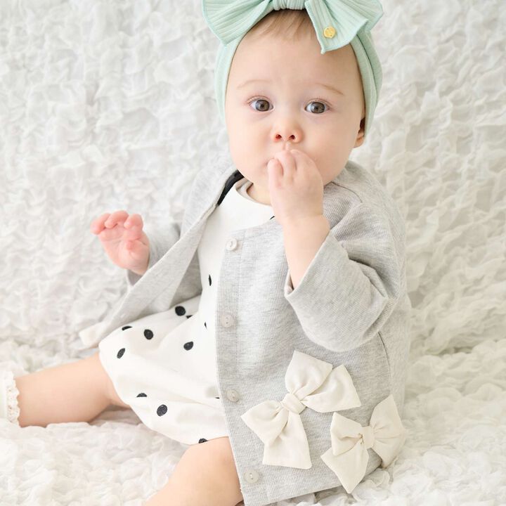 [Parent-Child Matching] Ribbon Cardigan,Top gray, medium image number 6