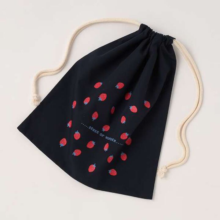 [Web Exclusive] Sense of Wonder Strawberry Print Drawstring Bag,Navy, medium image number 0