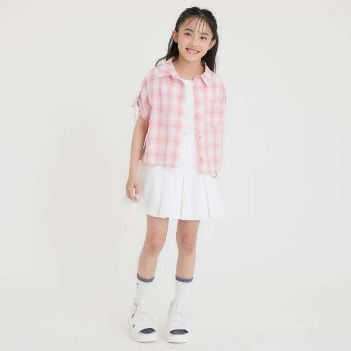 [3WAY] Checkered Shirt with Sleeve Drawstring + Tank Top Set,Black, medium image number 26