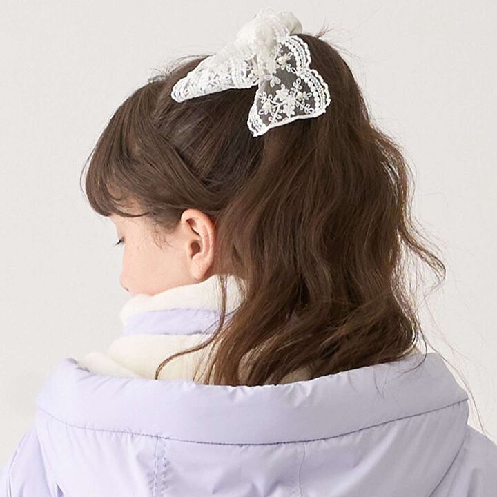 Lace Ribbon Scrunchie,Black, medium image number 2
