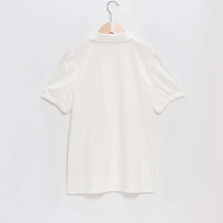 Short-Sleeve Round Collar Cut Blouse,Off white, medium image number 1