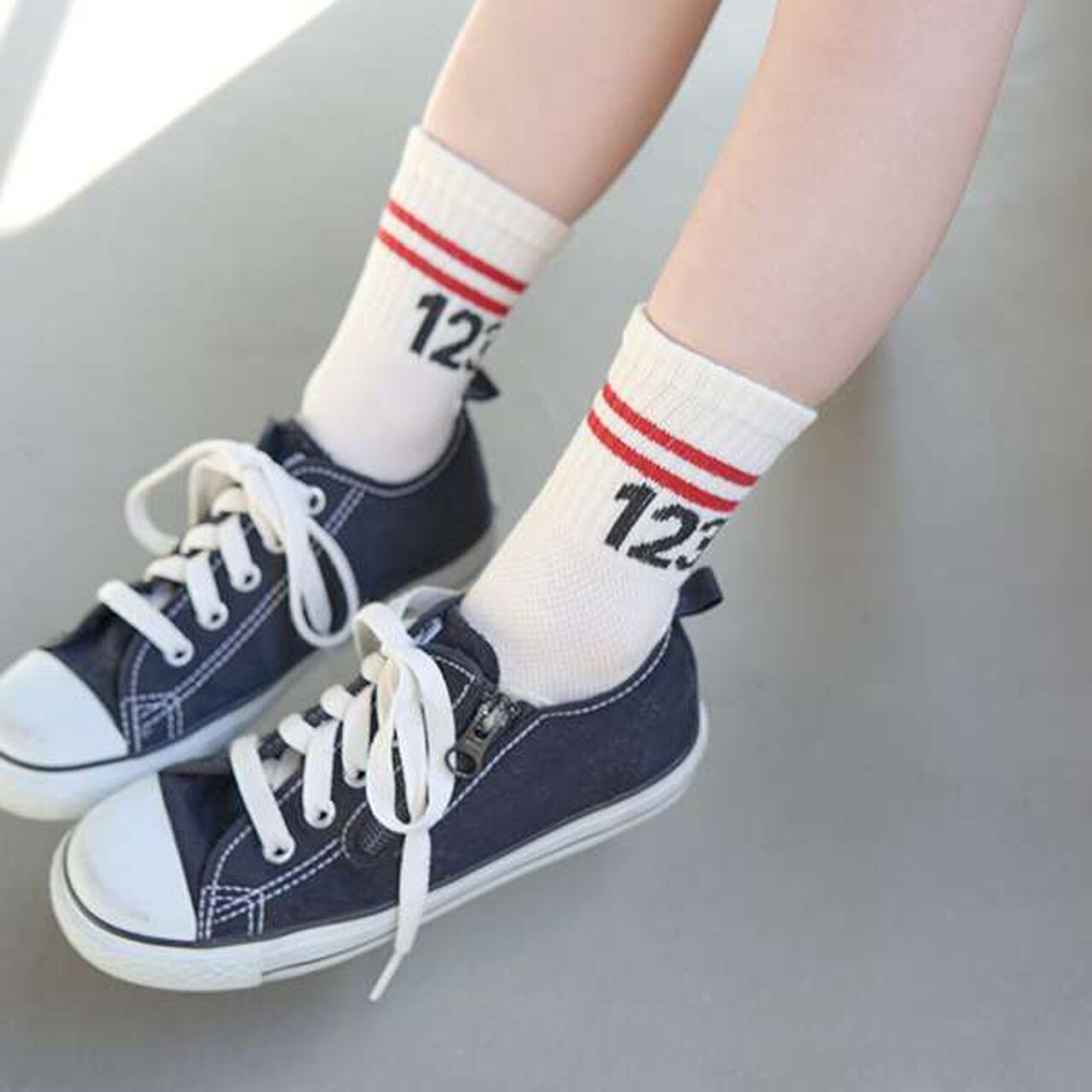 123 Line Crew Socks,Red, large image number 0