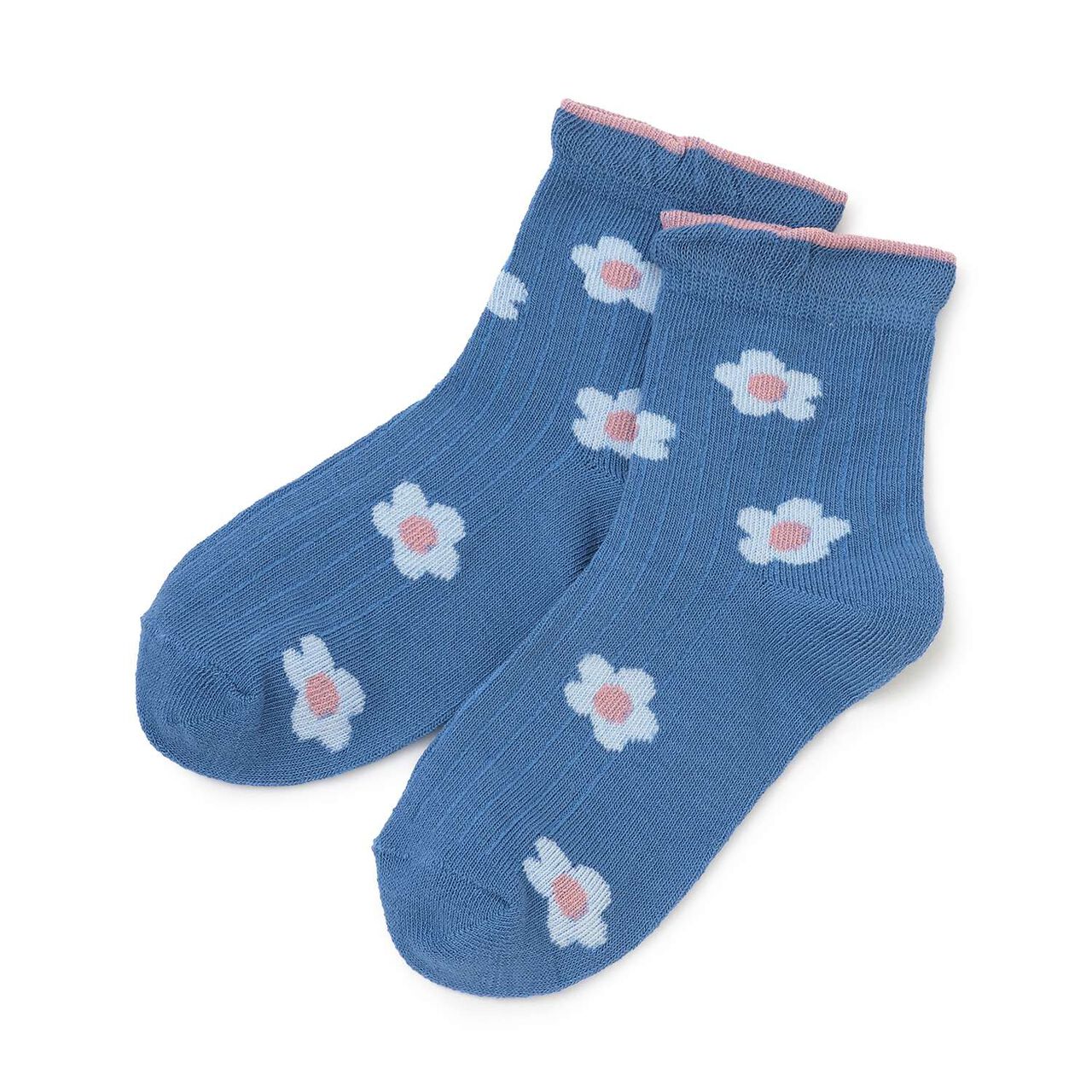 Flower All-Over Pattern Crew Socks [Kids Girls],Pink, large image number 5
