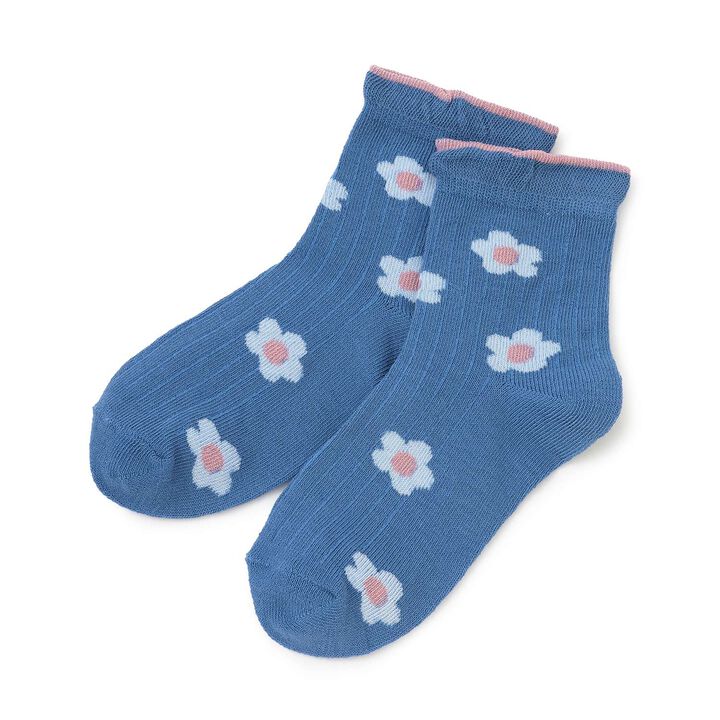Flower All-Over Pattern Crew Socks [Kids Girls],Pink, medium image number 5