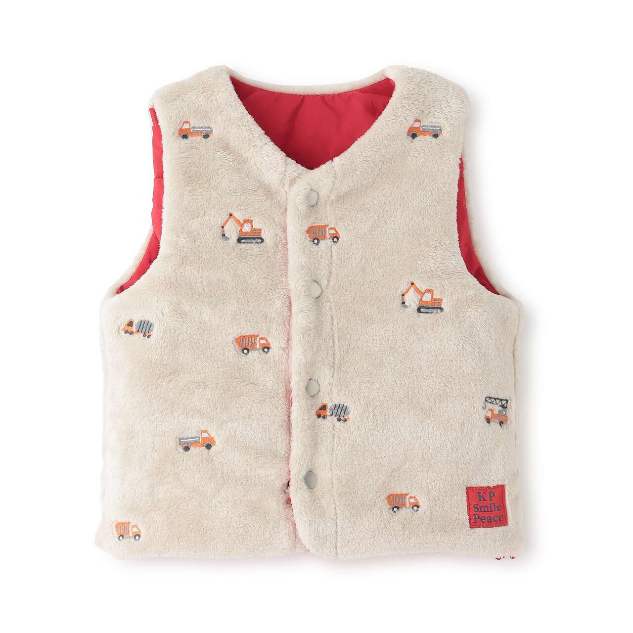 [Reversible] Taffeta &times; Boa Vest,Navy, large image number 2