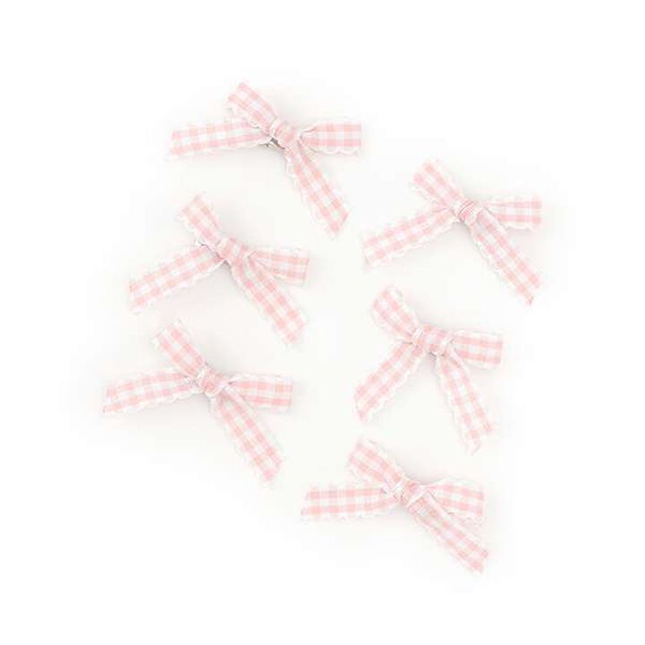 Check Ribbon Mini Hair Clips 6P Set,Black, medium image number 1