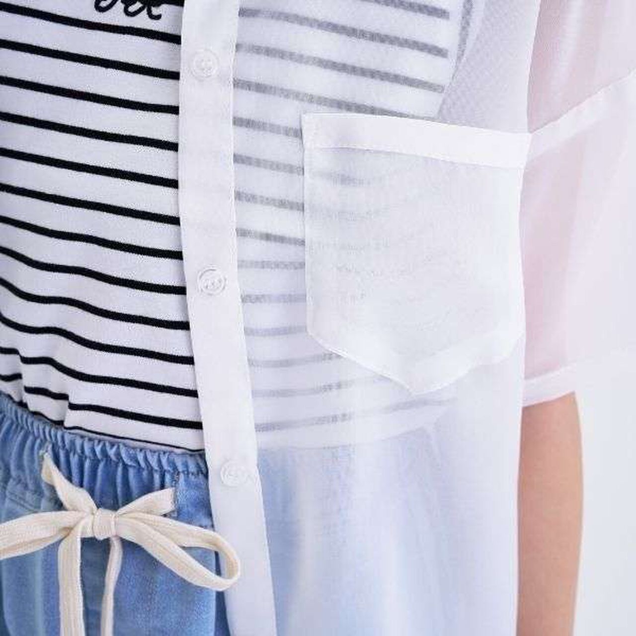 [3WAY] Short-Sleeve Sheer Shirt & Cool Sensation Tank Set,Lavender, large image number 8