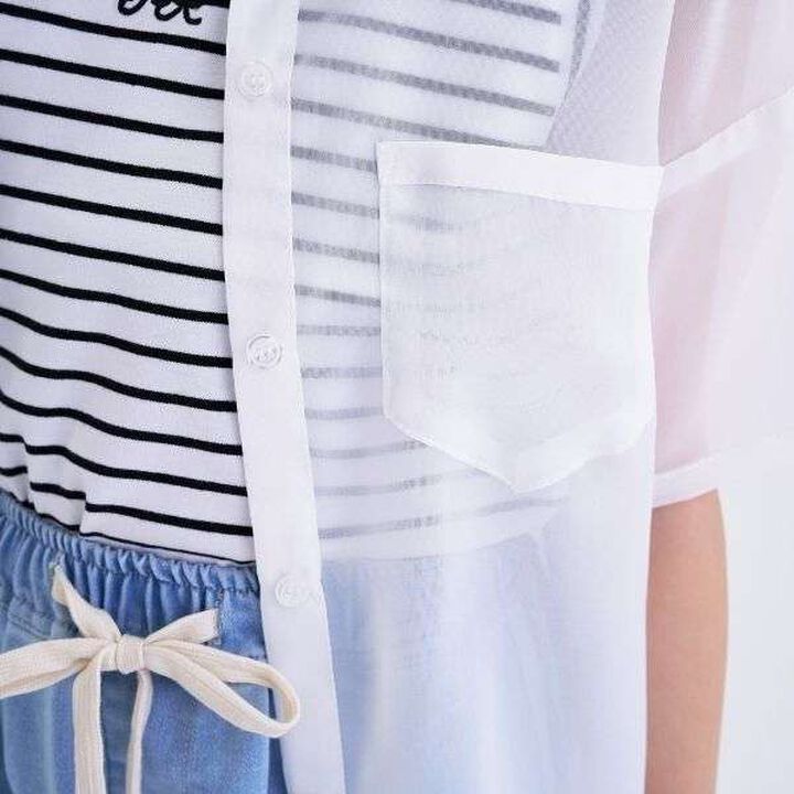[3WAY] Short-Sleeve Sheer Shirt & Cool Sensation Tank Set,Lavender, medium image number 8