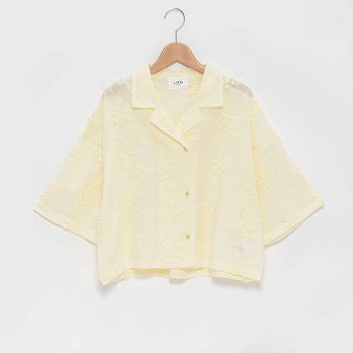 [LADIES] Floral Lace Shirt,Charcoal gray, medium image number 8