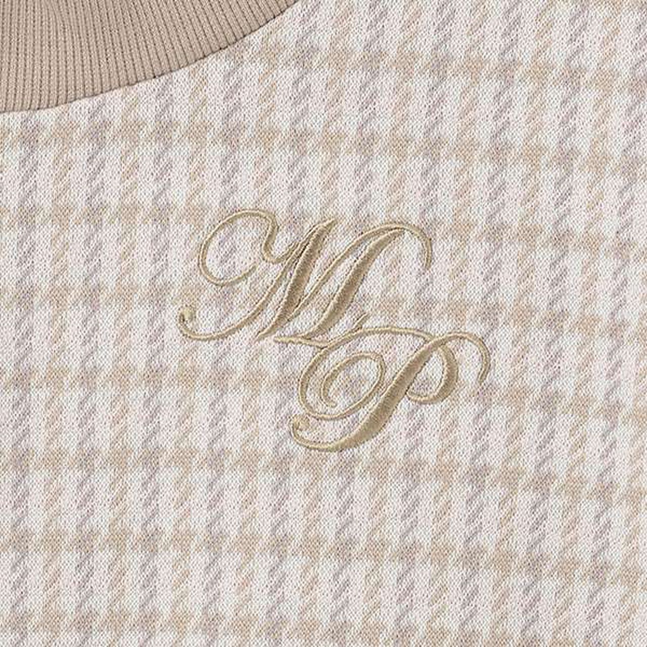 Houndstooth Layered Sweatshirt,Beige, large image number 3