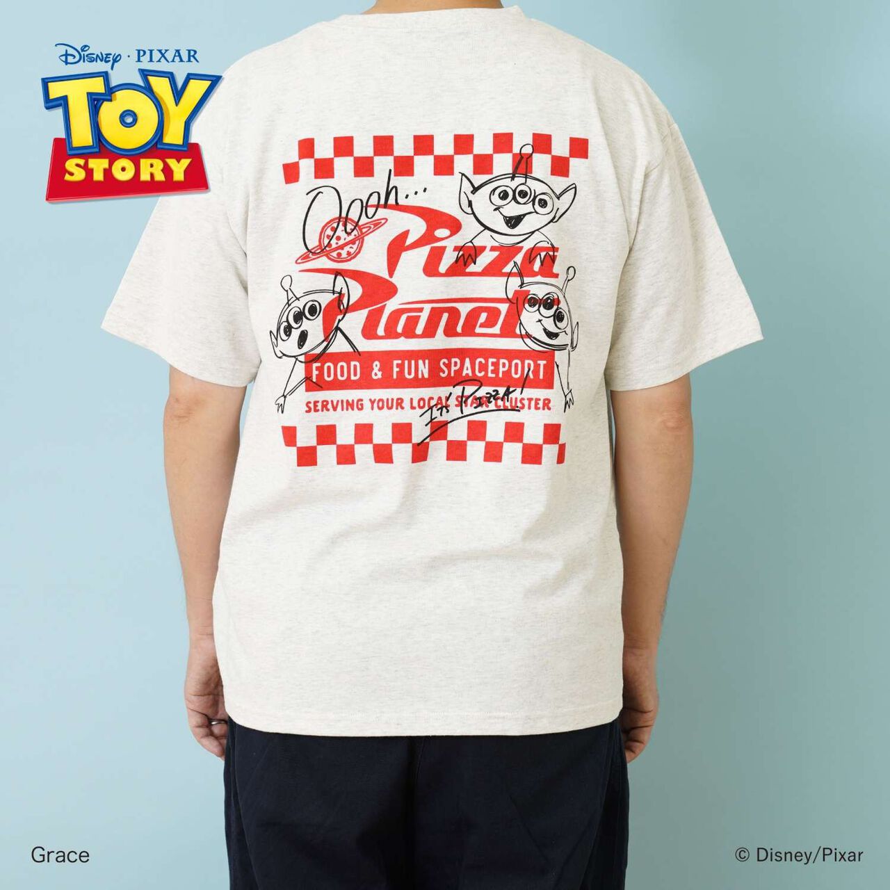 [DISNEY/PIXAR/TOY STORY] DAD 玩具總動員外星人寬版短袖T恤,牛奶白, large image number 0