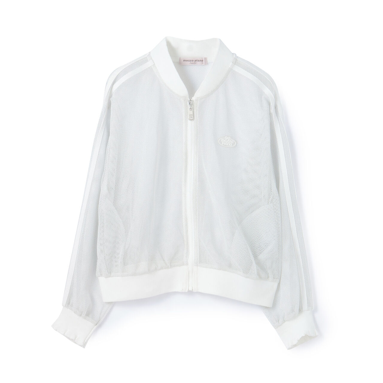 Lame Mesh Bomber Jacket,Off white, large image number 9