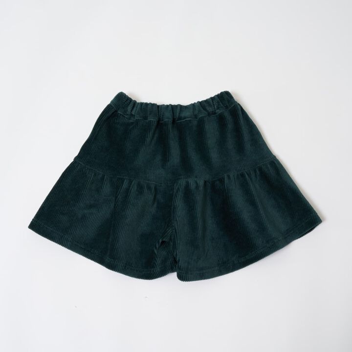 Gathered Cut Corduroy Skirt with Shorts,Deep green, medium image number 12