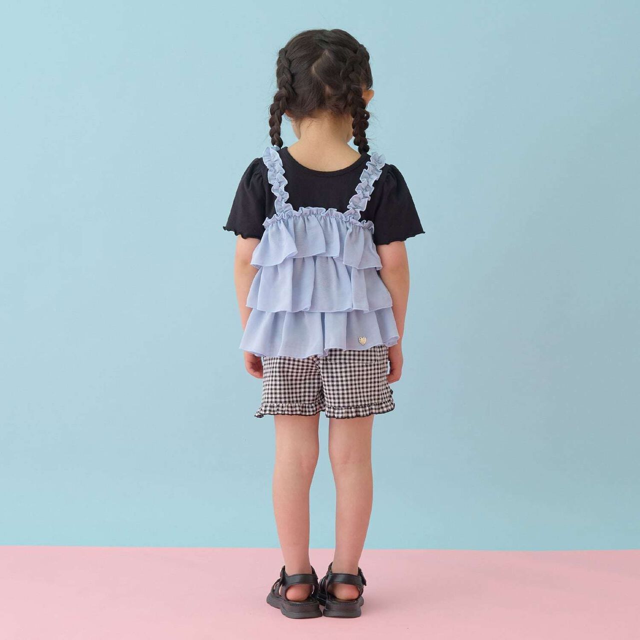 [Either Way Is Fine] UV Protection & Cool Touch Tiered Camisole Docking T-Shirt [Kids Girls],Mint, large image number 30