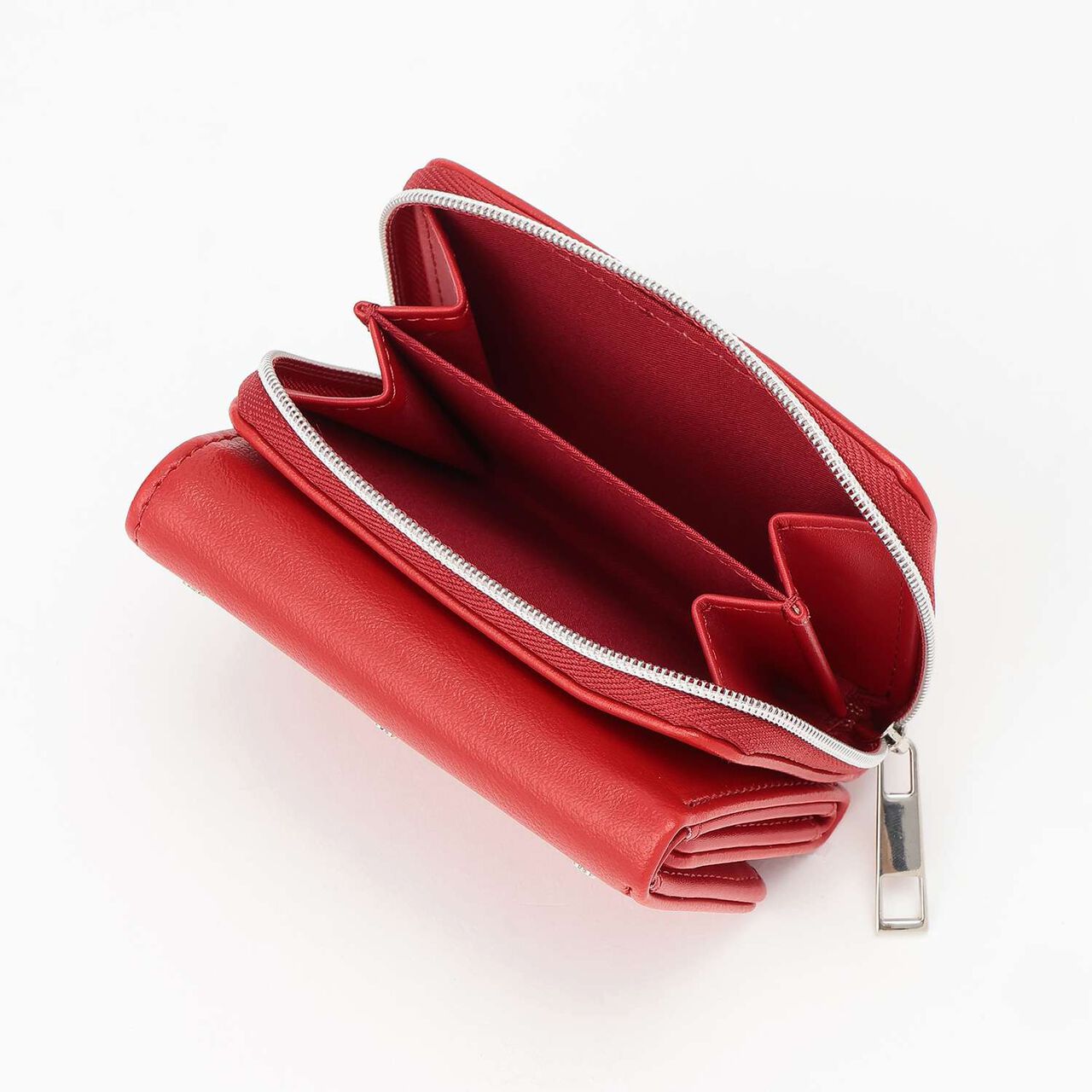 Heart Studs Tri-Fold Wallet,Red, large image number 4