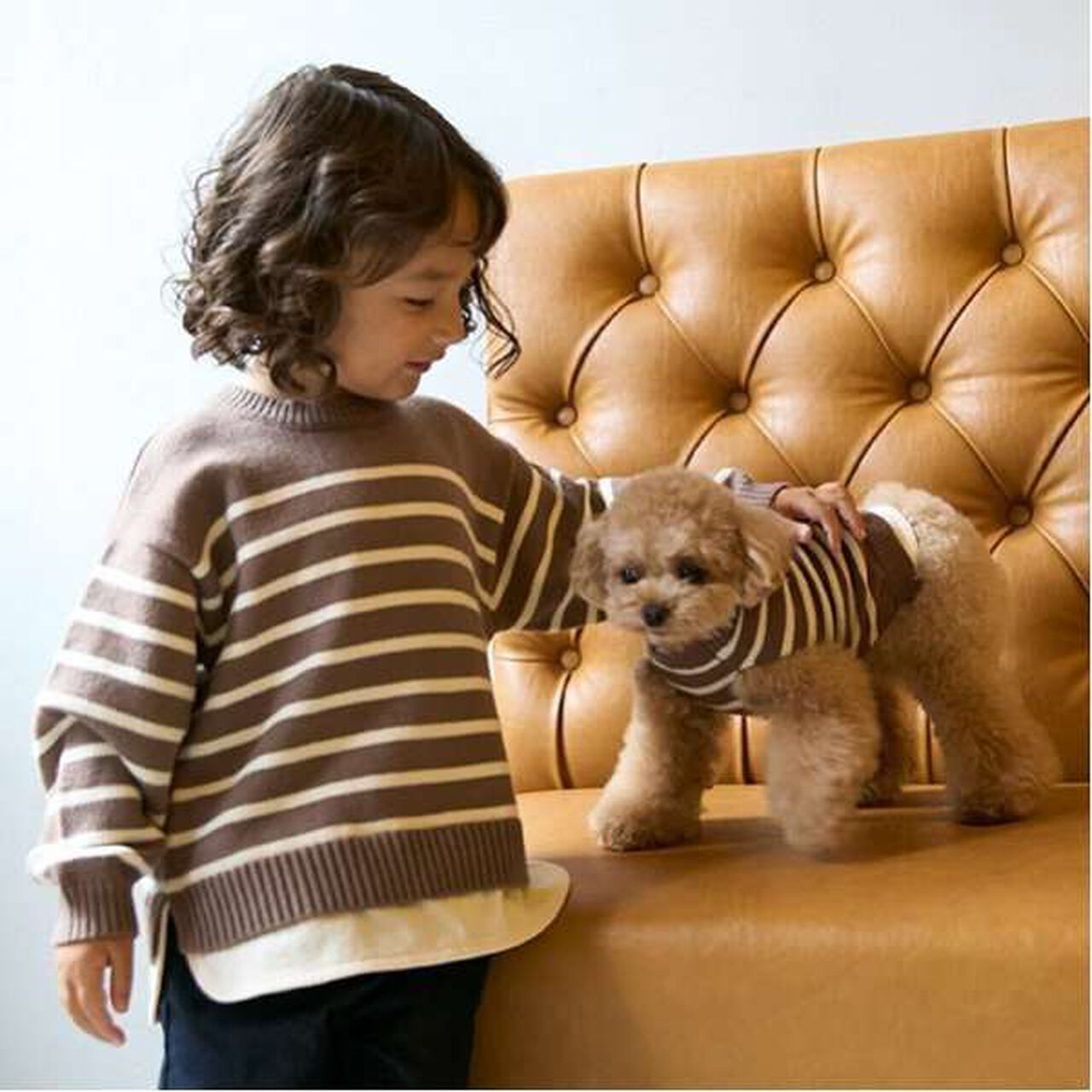 Washable Striped Knit,Light green, large image number 1