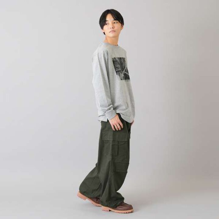 Cotton Twill Wide Cargo Pants,Khaki, medium image number 16