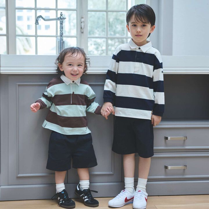 Link Stripe Pattern Rugby Long Sleeve T-Shirt,Navy, medium image number 4