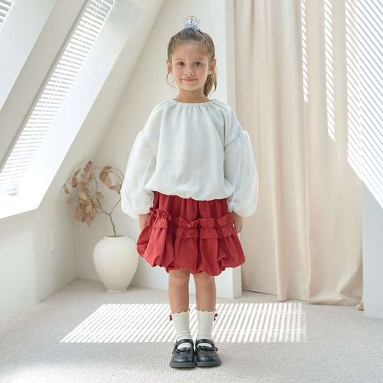 Wool Lined Tulle Sleeve Pullover,Top gray, large image number 15