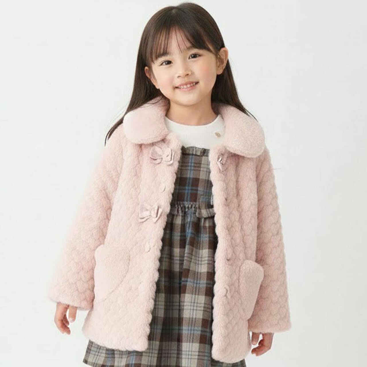 Faux Fur Coat,Pink, large image number 0
