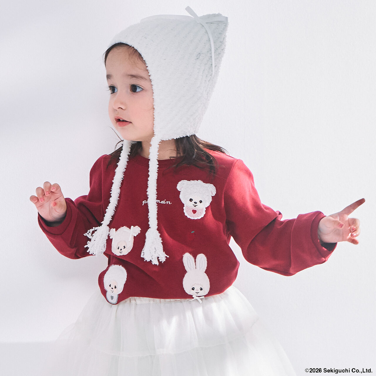 [Monchhichi/Link] Embroidered Long-Sleeve T-Shirt,Brown, large image number 4
