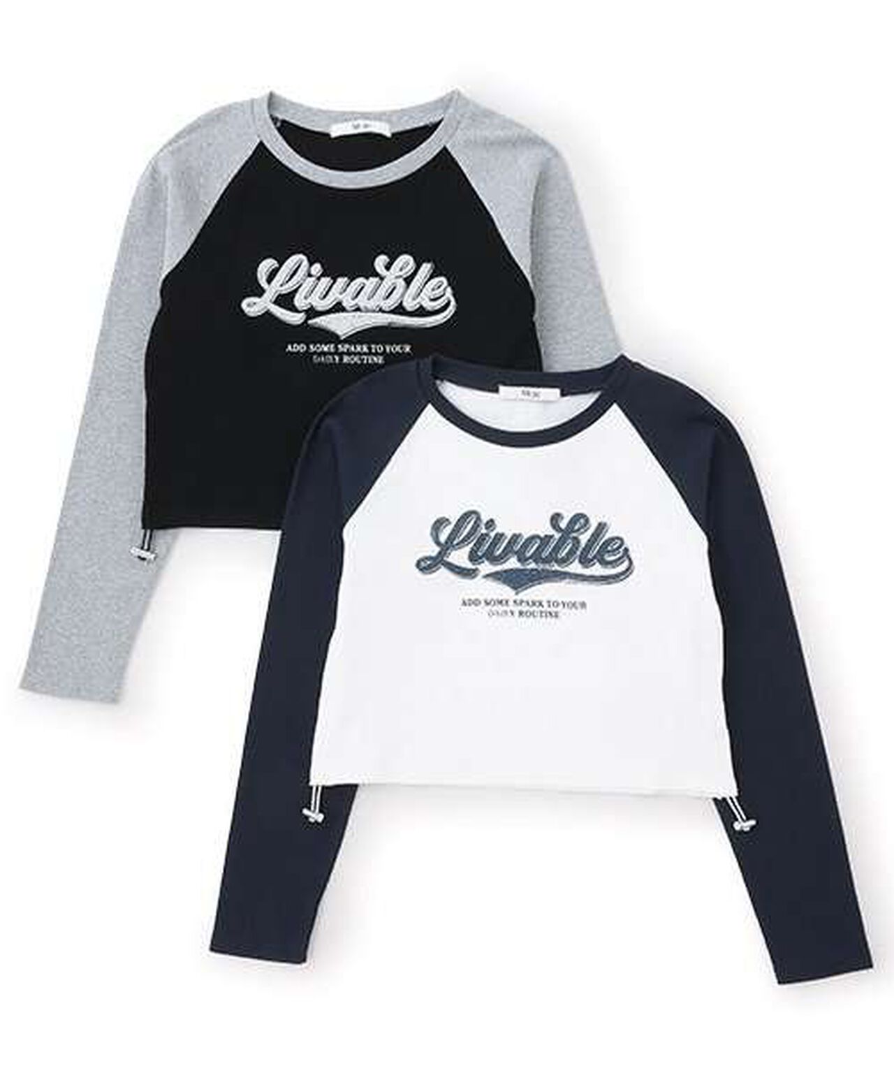 Shirred Raglan Long Sleeve T-Shirt,Off white, large image number 3