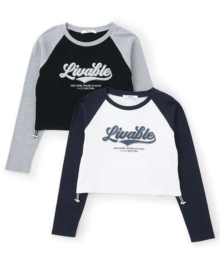 Shirred Raglan Long Sleeve T-Shirt,Off white, medium image number 3