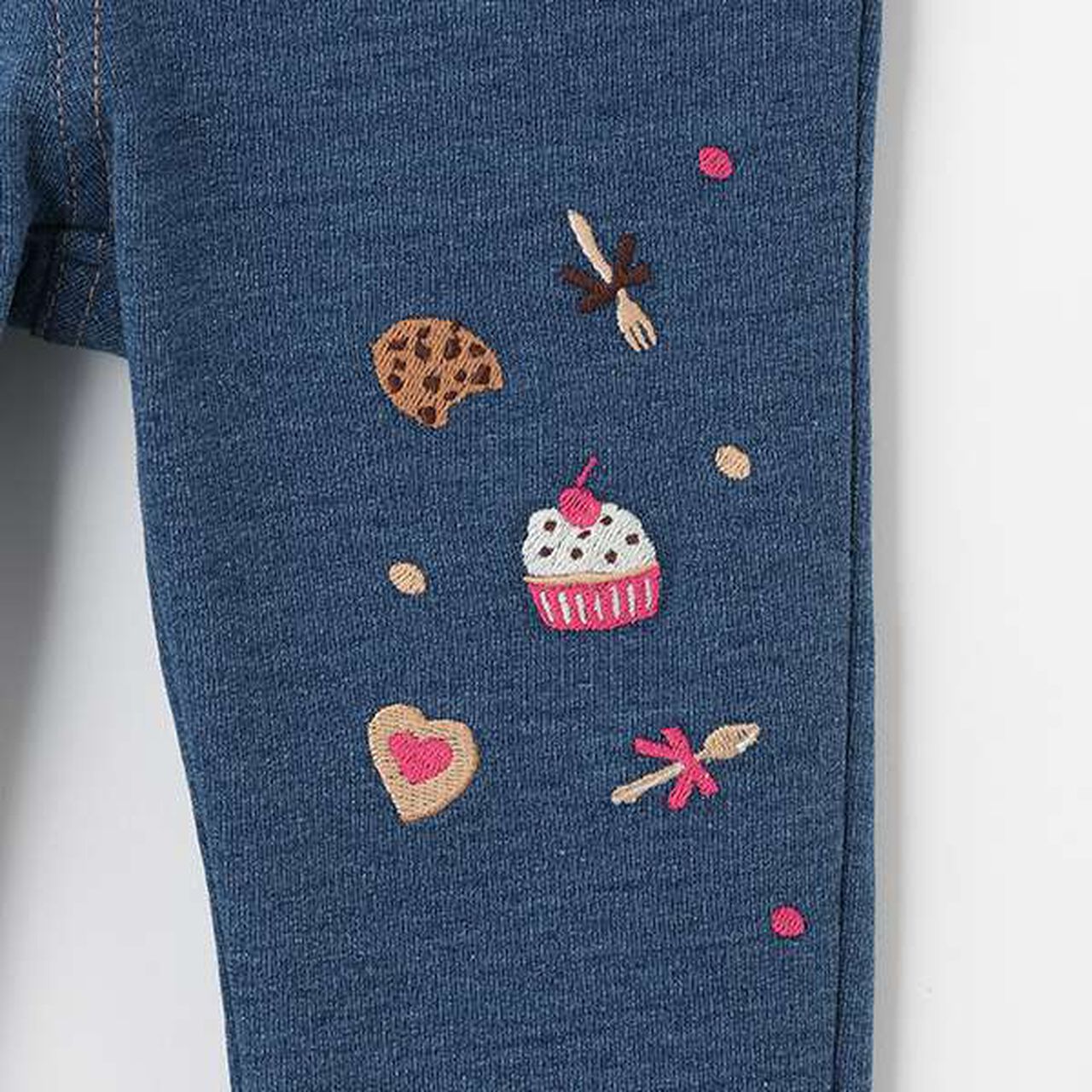 Sweets Embroidery Knit Denim Pants,Navy, large image number 8