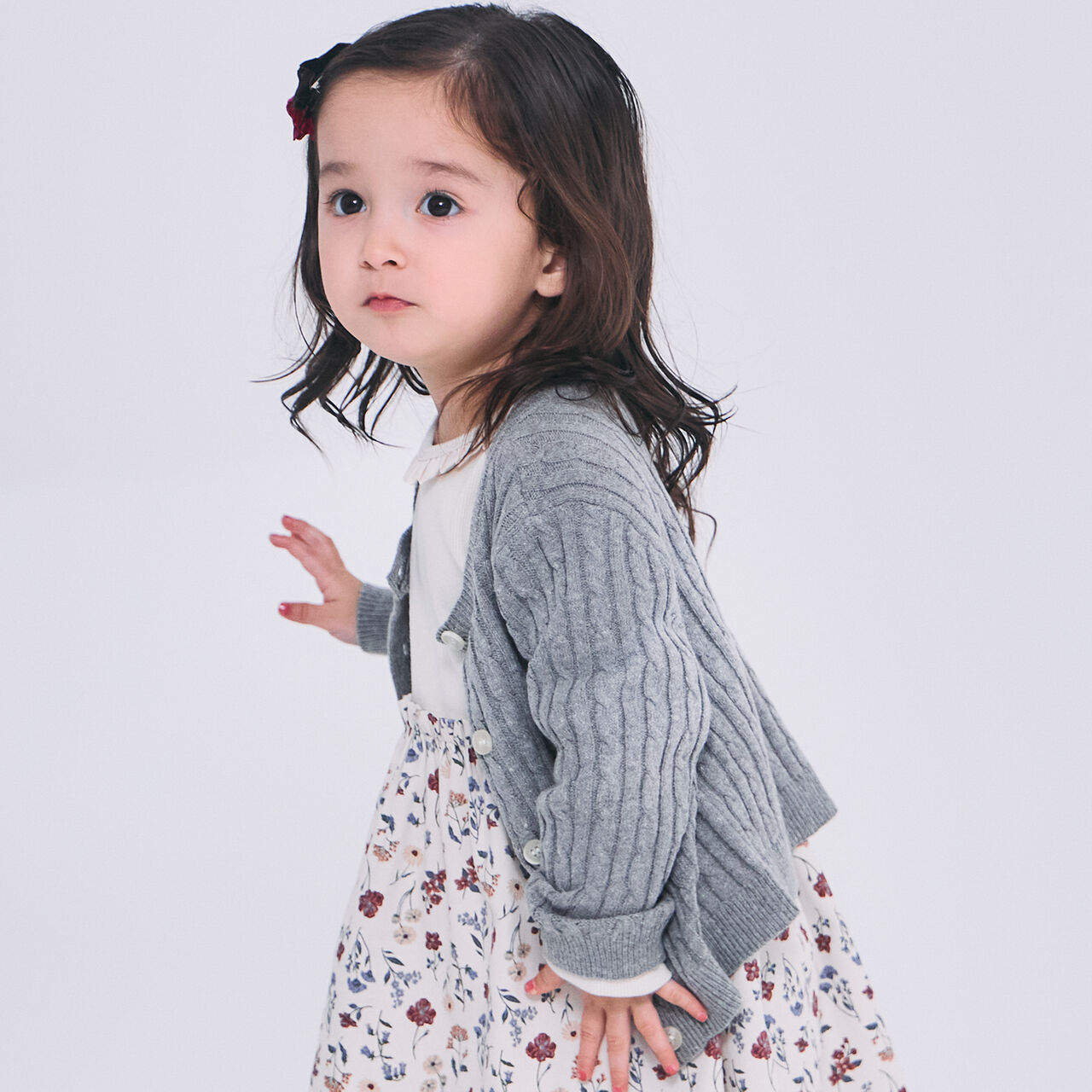 Cable Knit Cardigan,Ivory, large image number 1