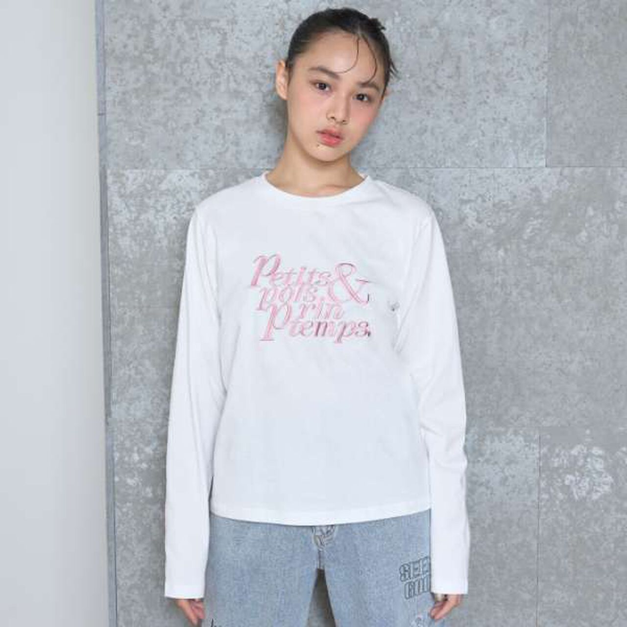 Logo Embroidery Long-Sleeve T-Shirt,Off white, large image number 0