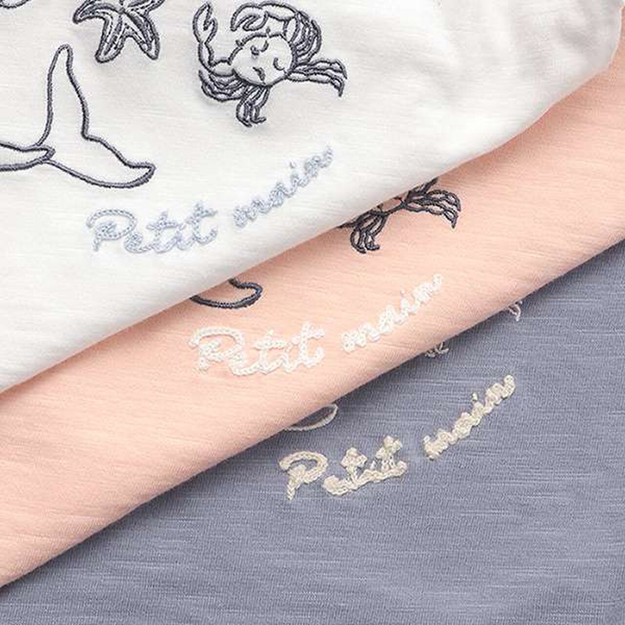 [Cool Touch] Ocean Embroidery Short Sleeve T-Shirt,Salmon pink, large image number 5