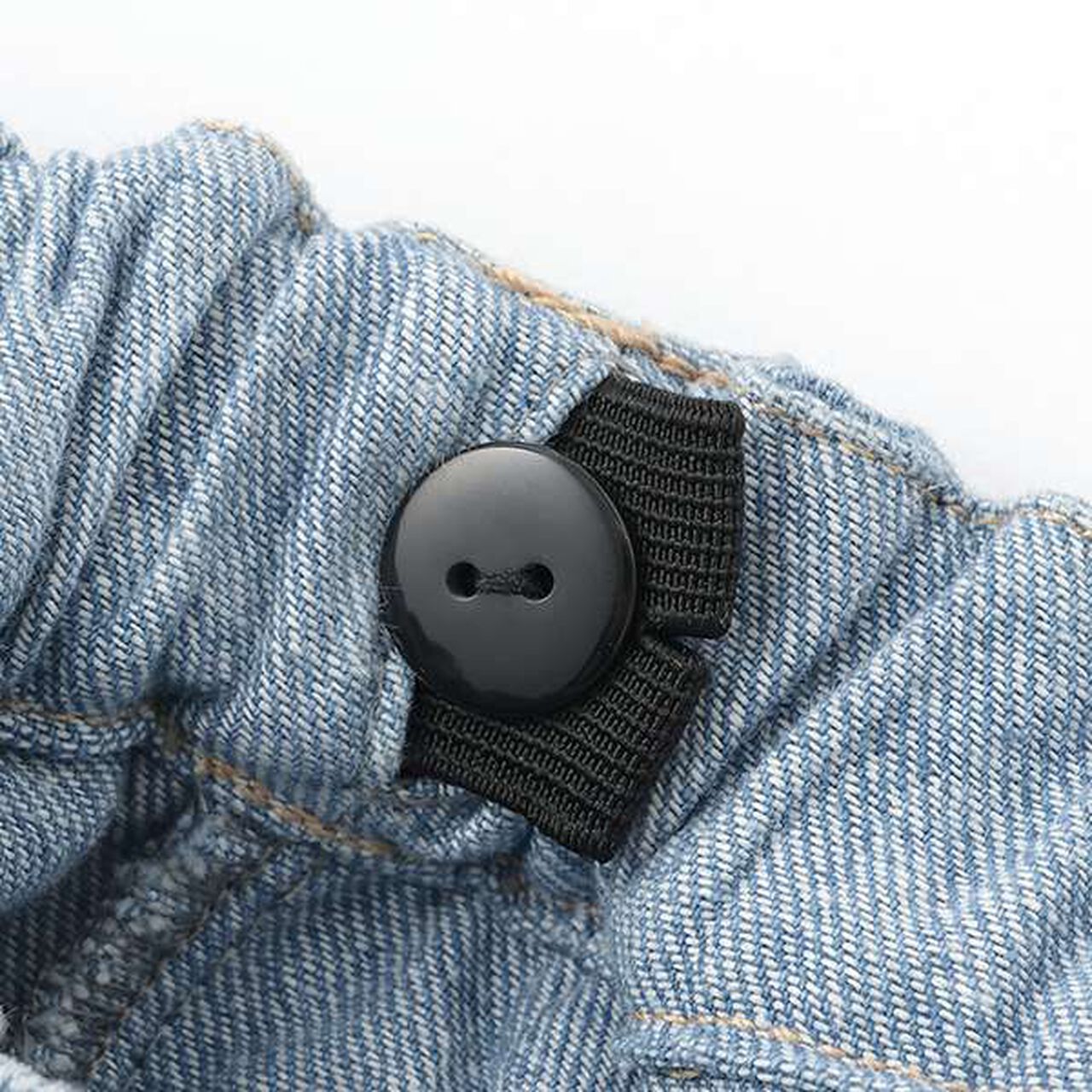 Stretch Denim Scallop Trim Skirt with Shorts,Sax blue, large image number 5