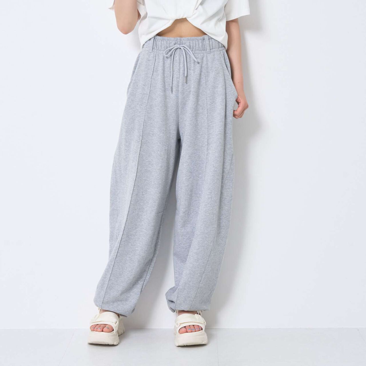 [LTXC/100% Cotton] Back Logo Curve Sweatpants,Top gray, large image number 13