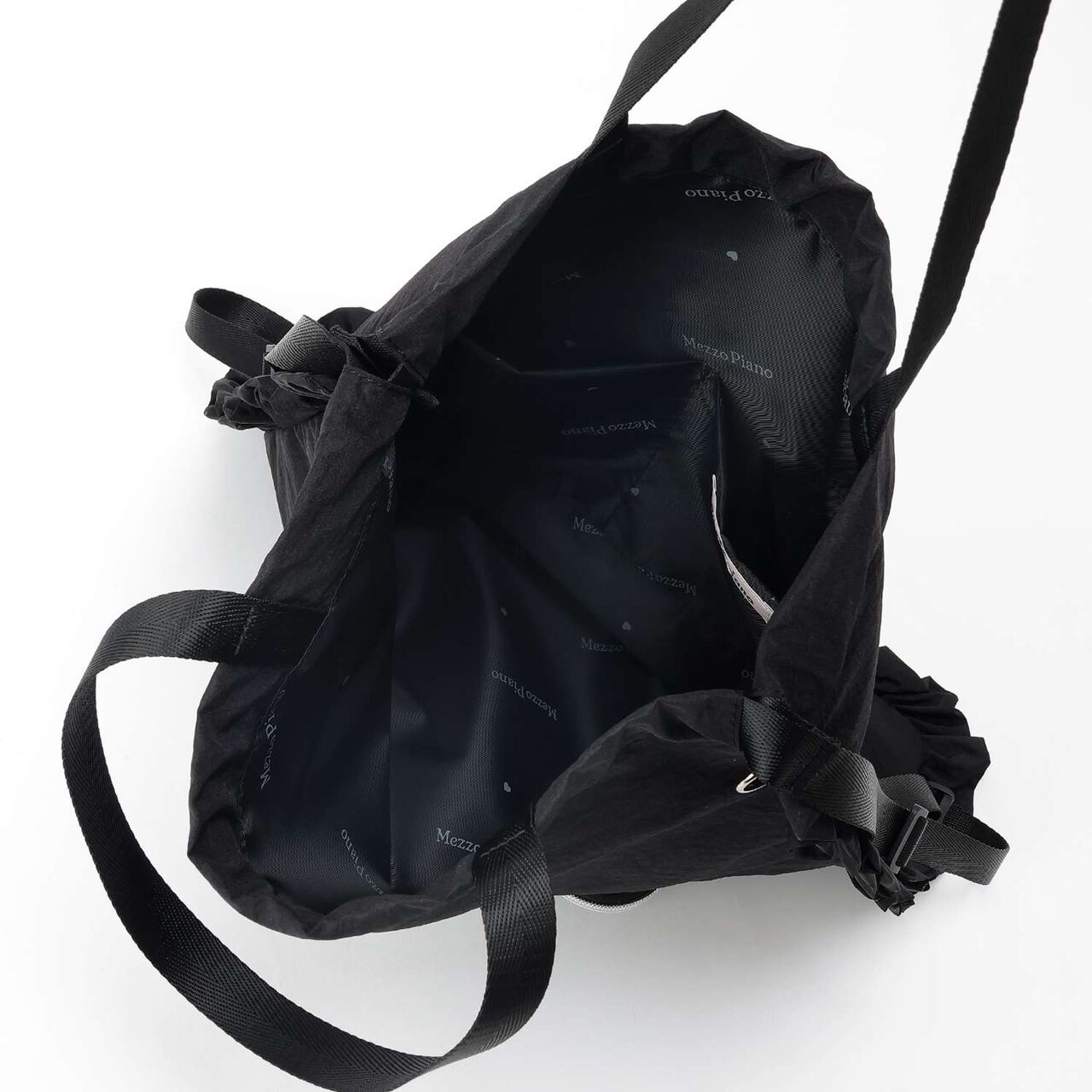 A4-Compatible Water-Repellent Sparkling Logo Knapsack,Black, large image number 7