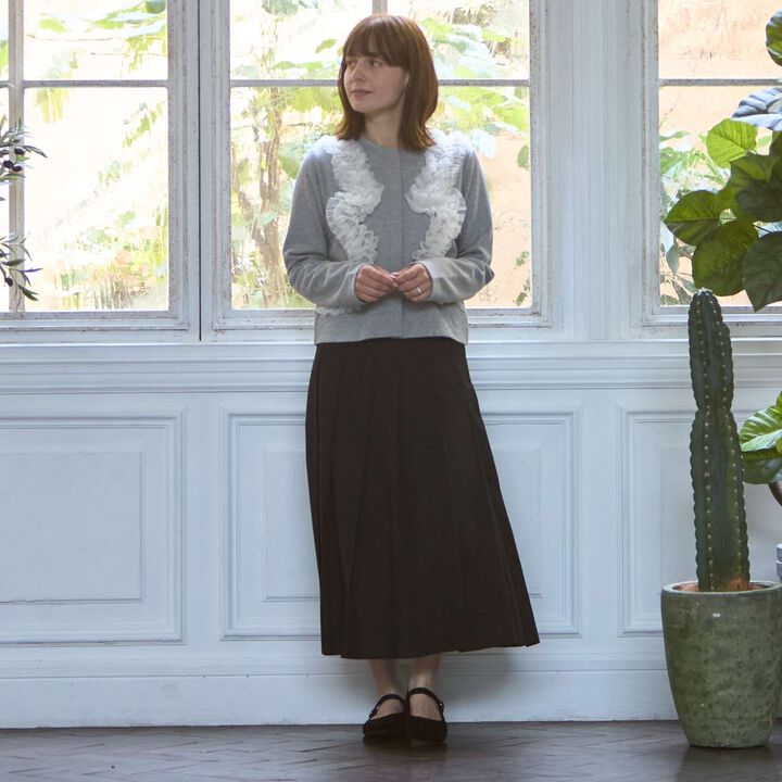 Link Pleated Skirt-Pants,Deep gray, medium image number 1