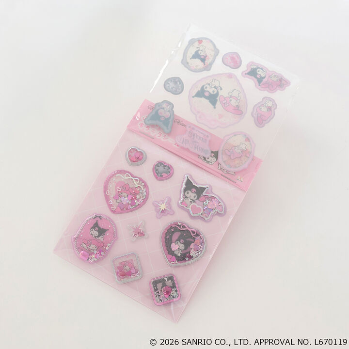 [My Melody & Kuromi] Puffy Sparkling Sticker,Black, medium image number 1