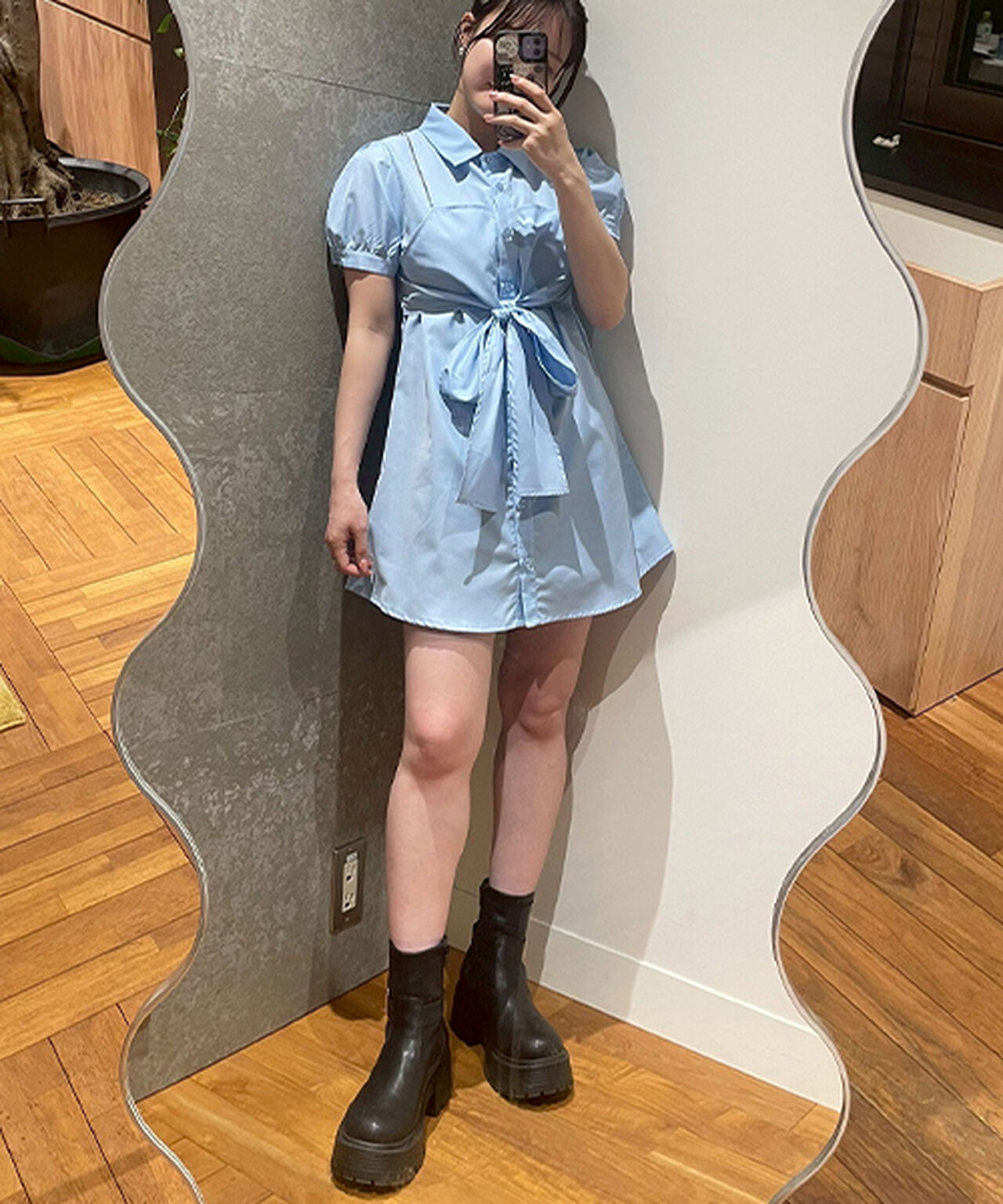 Shirt Dress with Bustier,Light blue, large image number 0