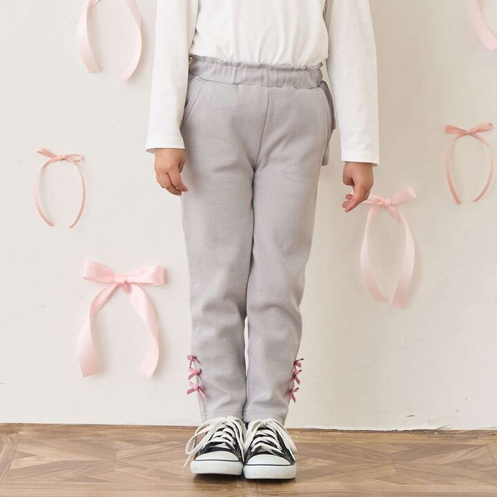 Tomo Pants Back Frill Hem Ribbon Pants,Light gray, medium image number 0
