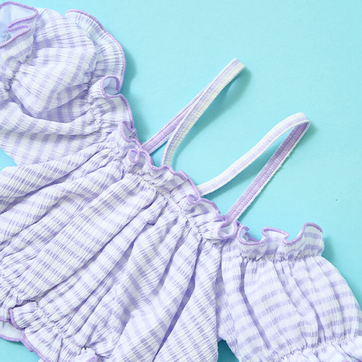 [SWIM] [UV Processing] Gingham Check Gathered Two-Piece Set,Black, medium image number 25